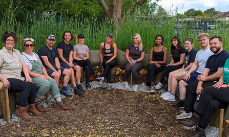 A new natural seating area created by volunteers from Dentsu UK