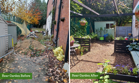 Before & After - The alleyway behind the LEAP Centre has blossomed into a quiet, sheltered growing space
