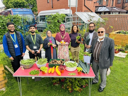 Deeplish Community Centre harvesting produce from their Green Spaces Fund community garden