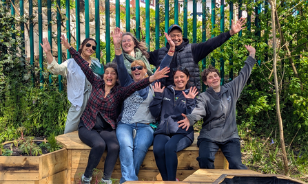 Smiles all round in the Peace Garden