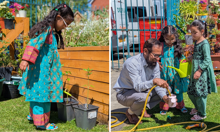 The children from Saturday Club love helping to water the plants
