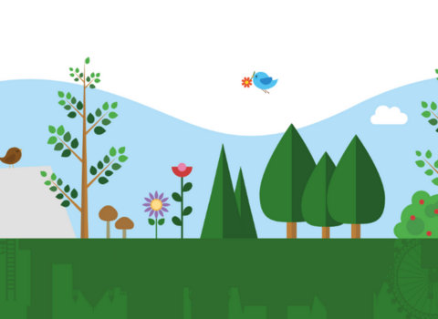 GMEF graphic of trees against a blue sky